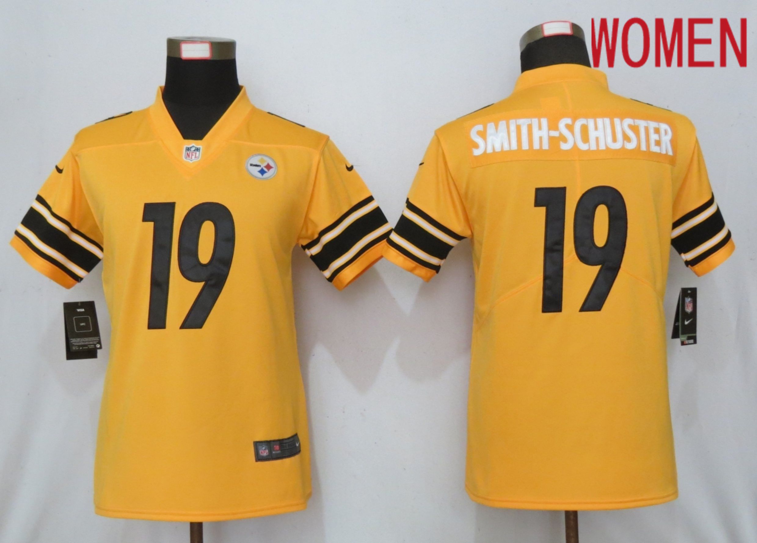 Women Pittsburgh Steelers #19 Smith-schuster 2019 Vapor Untouchable Nike Gold Inverted Elite Playe NFL Jerseys
